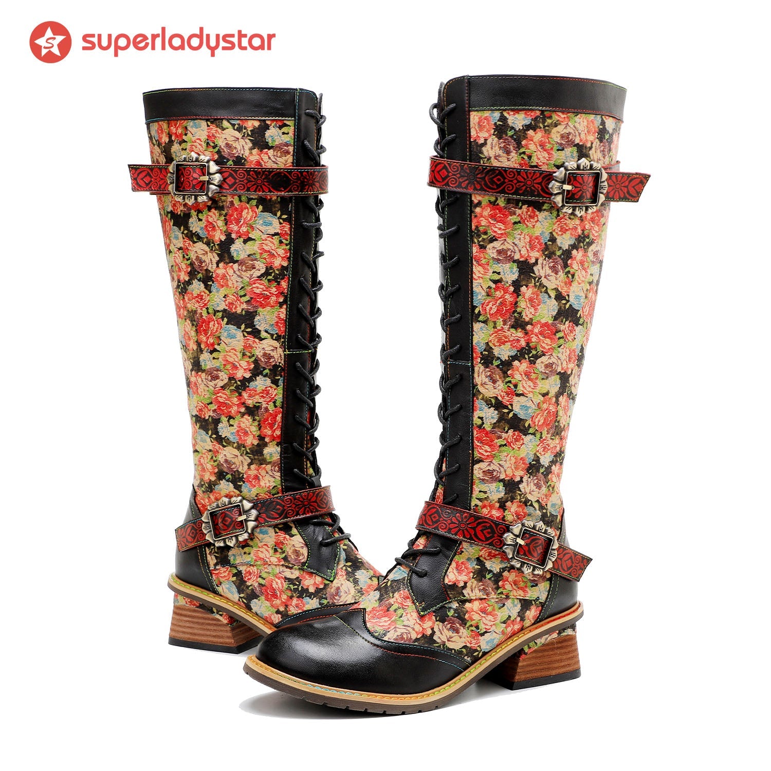 Vintage Hand-printed Stunning Floral Boots