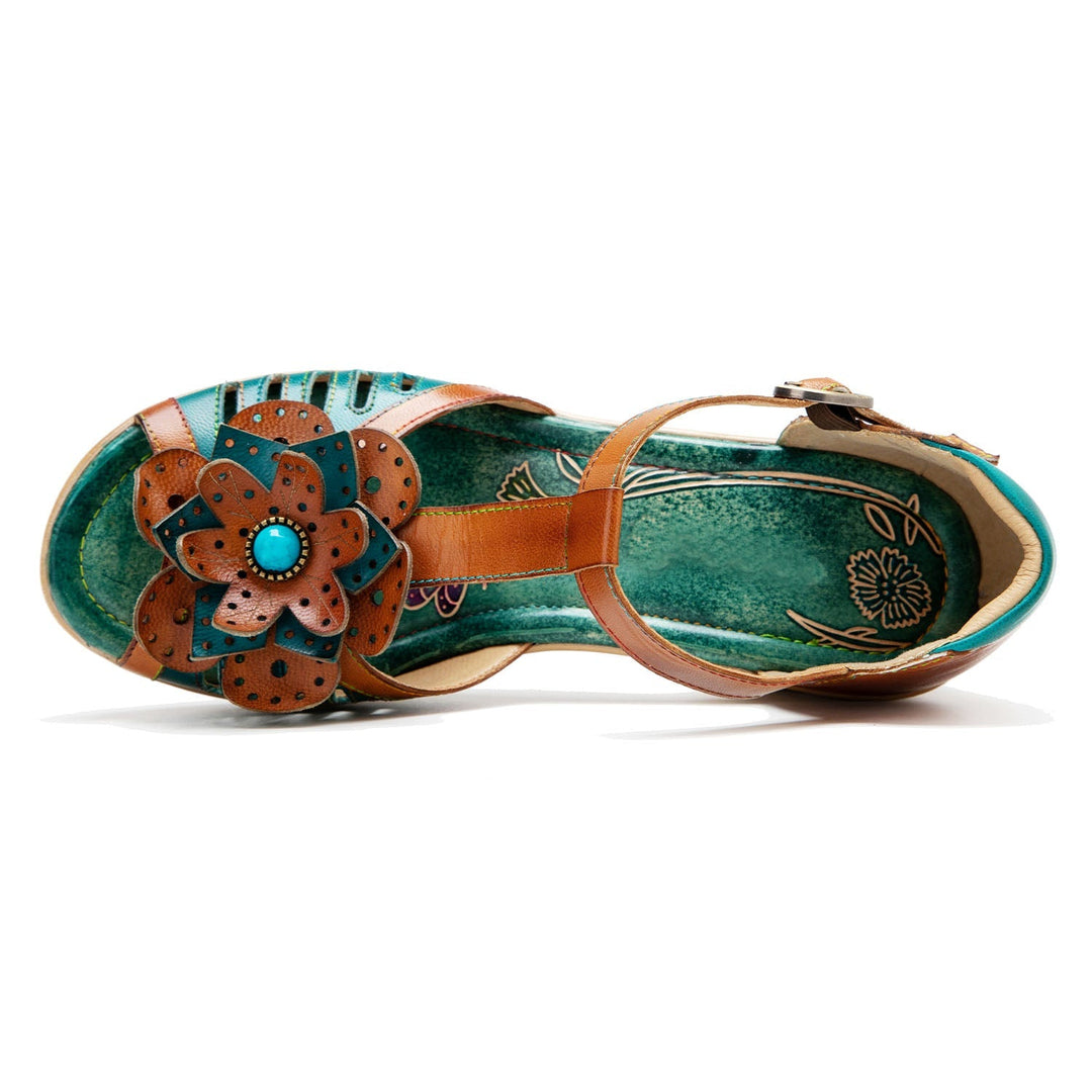 Vintage Handmade Fish Mouth Floral Sandals