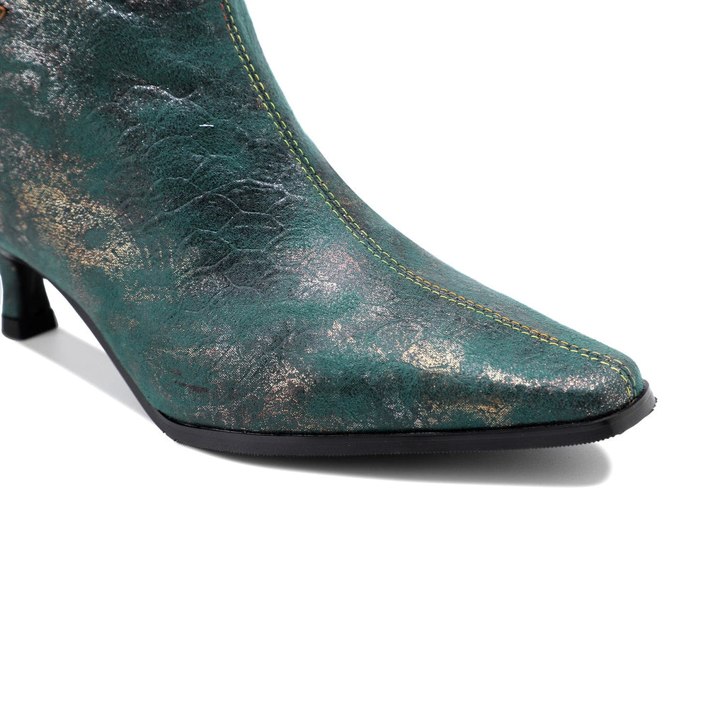 Handmade Gothic Metal Buckle Stiletto Heel Boots