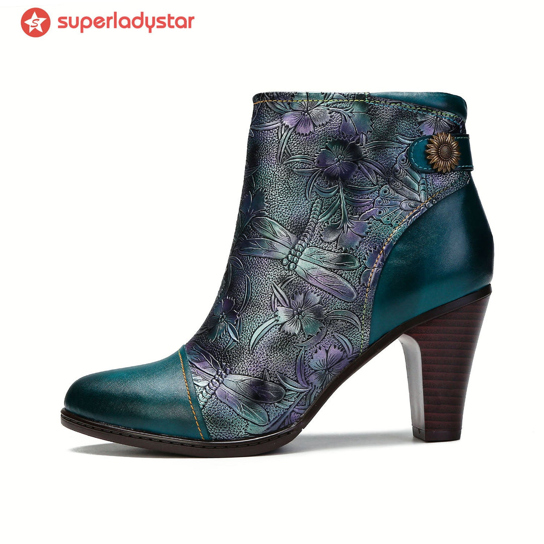 Vintage Handmade Embossed Ankle Boots